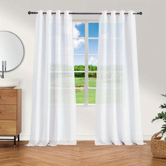 1pc Chiffon Sheer Curtains Grommet Top Light Filtering Chiffon Sheer Curtain