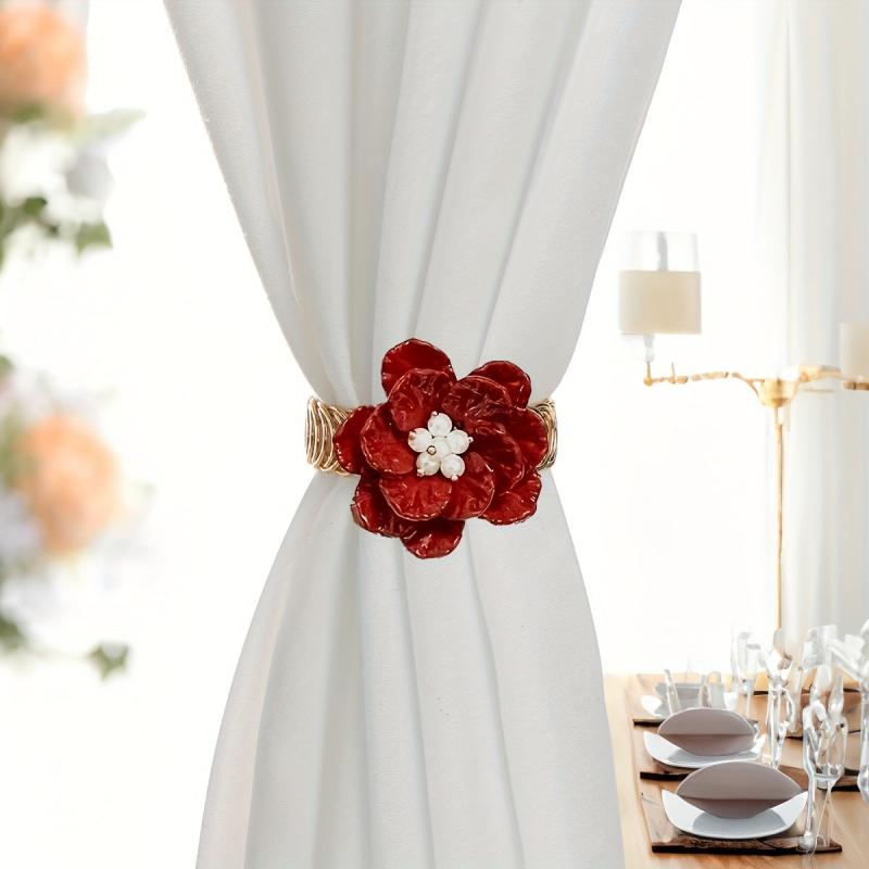 Metal Flower Pattern Curtain Tieback - Curtain Holdback