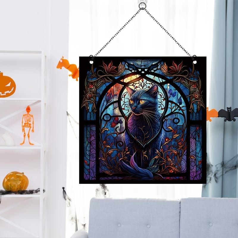 Halloween Cat Acrylic Window Hanging Decoration