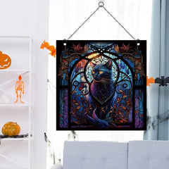 Halloween Cat Acrylic Window Hanging Decoration