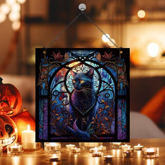 Halloween Cat Acrylic Window Hanging Decoration