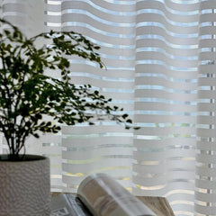 Solid Horizontal Stripe Sheer Curtain for Living Room & Bedroom Decor