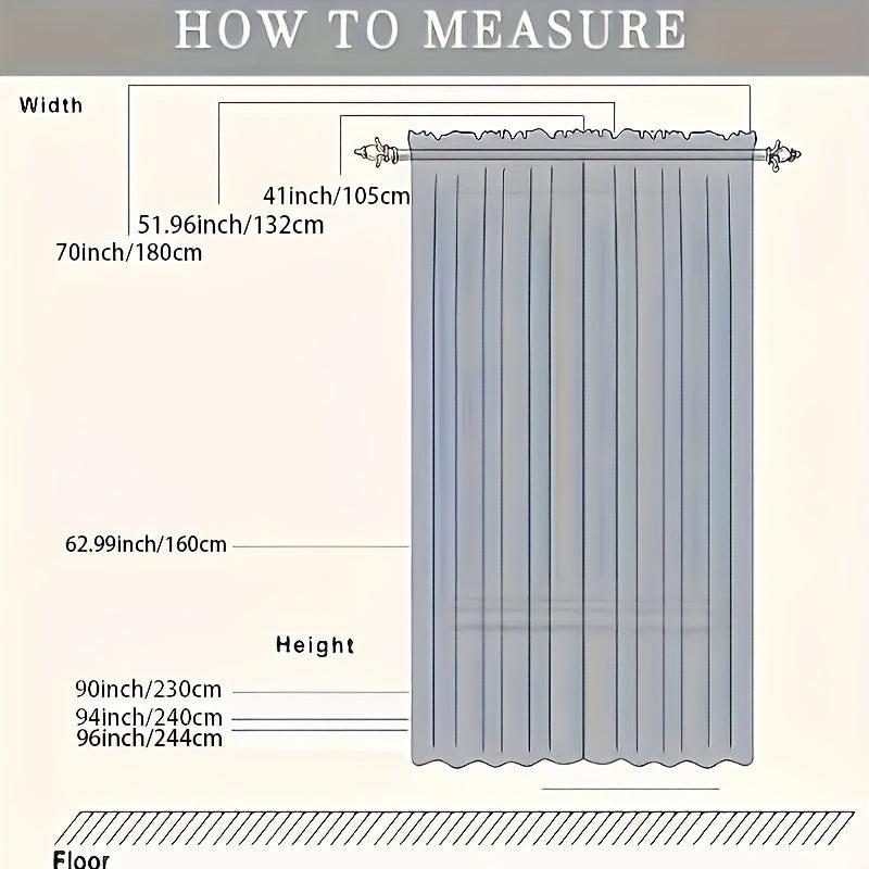 Solid Horizontal Stripe Sheer Curtain for Living Room & Bedroom Decor