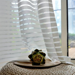 Solid Horizontal Stripe Sheer Curtain for Living Room & Bedroom Decor