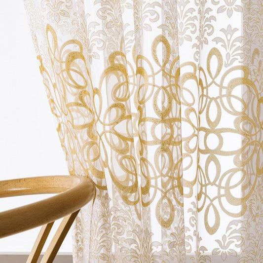 1pc Sheer Curtain Pastoral Tulle Curtain Bedroom Brown Window Drapes Kitchen Hom