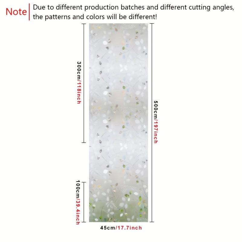 Green Plant Frosted Window Film for Home Decor