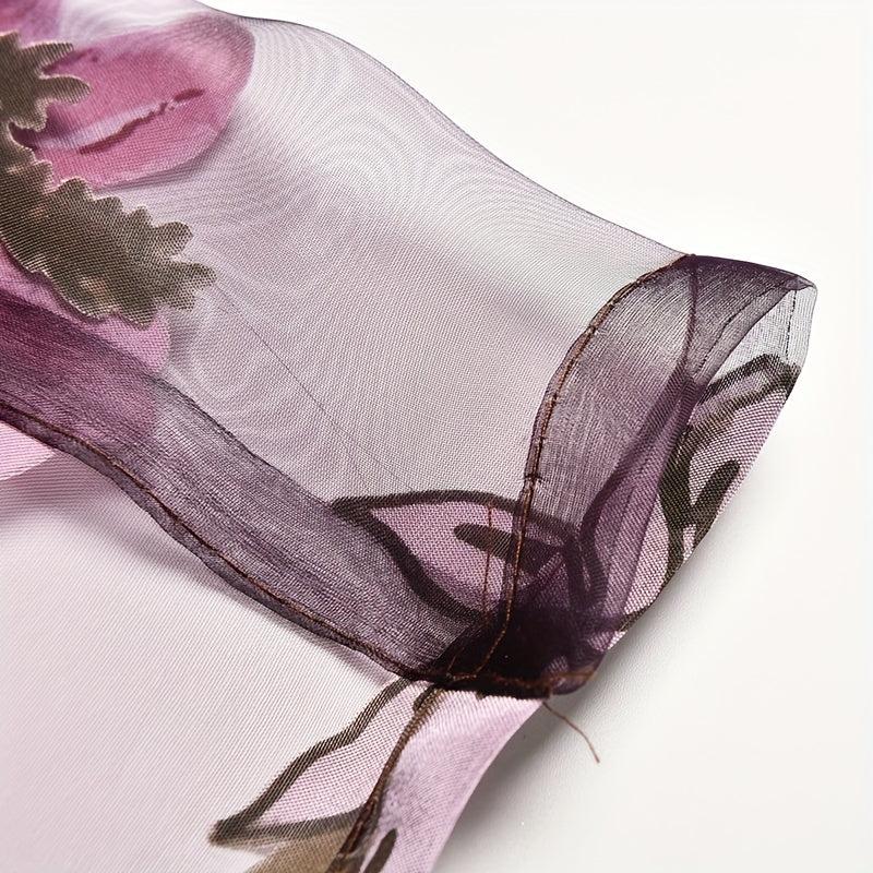 Peony Pattern Curtain Valance for Home Decor