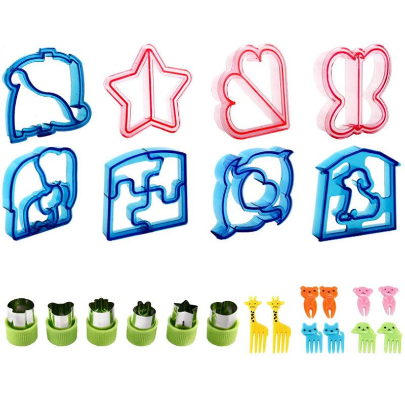 24 Piece Sandwich Cutter Fruit Fork Food Pick Vegetable Biscuit Cutter