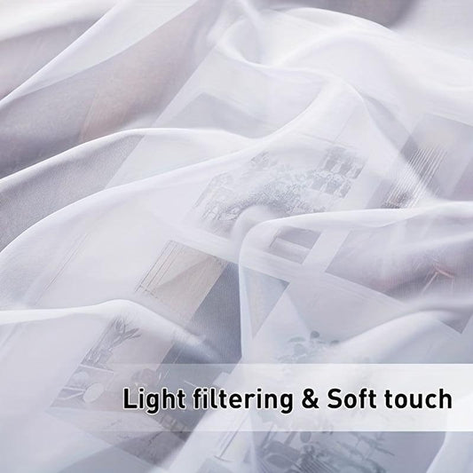 Outdoor Sheer Curtain Tab Top Voile Drapes for Patio Garden Porch