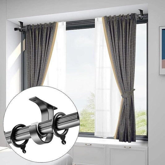4pcs Ceiling Mount Curtain Rod Holders Heavy Duty Aluminum Alloy Bracket Hooks