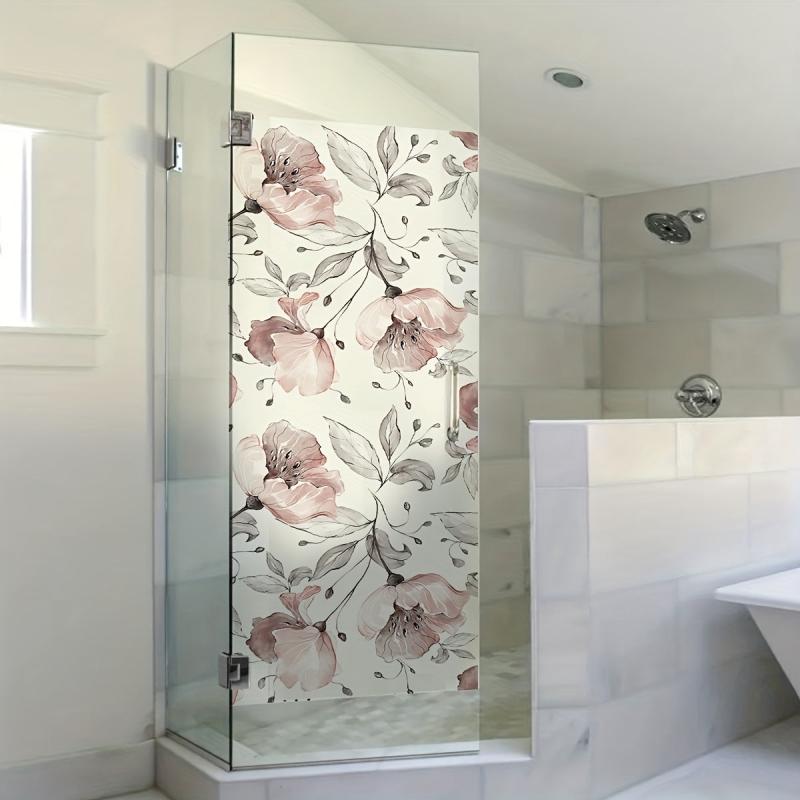 Waterproof Red Flower Printed Window Sticker - 47.24 x 15.75 inches
