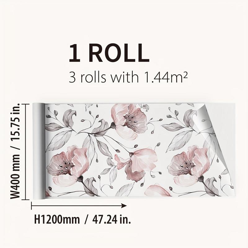 Waterproof Red Flower Printed Window Sticker - 47.24 x 15.75 inches