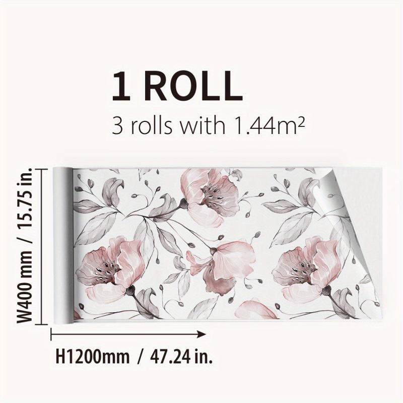 Waterproof Red Flower Printed Window Sticker - 47.24 x 15.75 inches