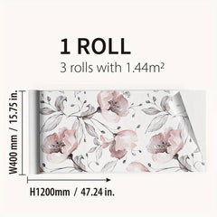 Waterproof Red Flower Printed Window Sticker - 47.24 x 15.75 inches