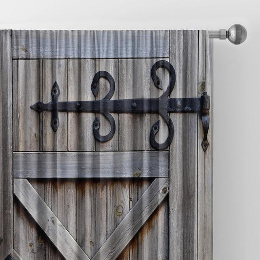 2pcs Vintage Ancient Door Curtains Rustic Wooden Forged Door