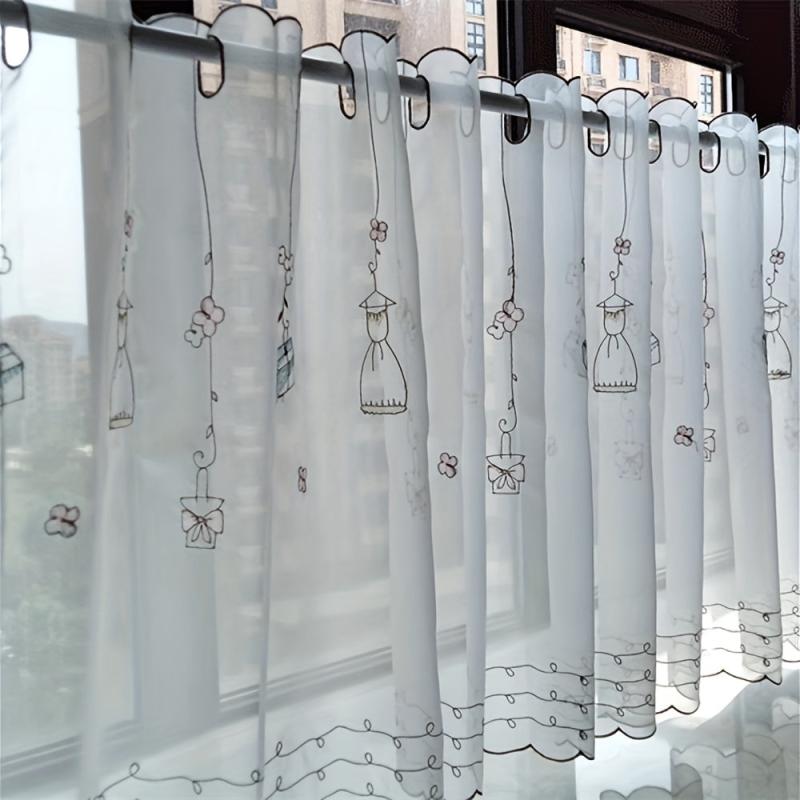 1pc Voile Curtains for Kitchen Bedroom and Home Decor Short Valances