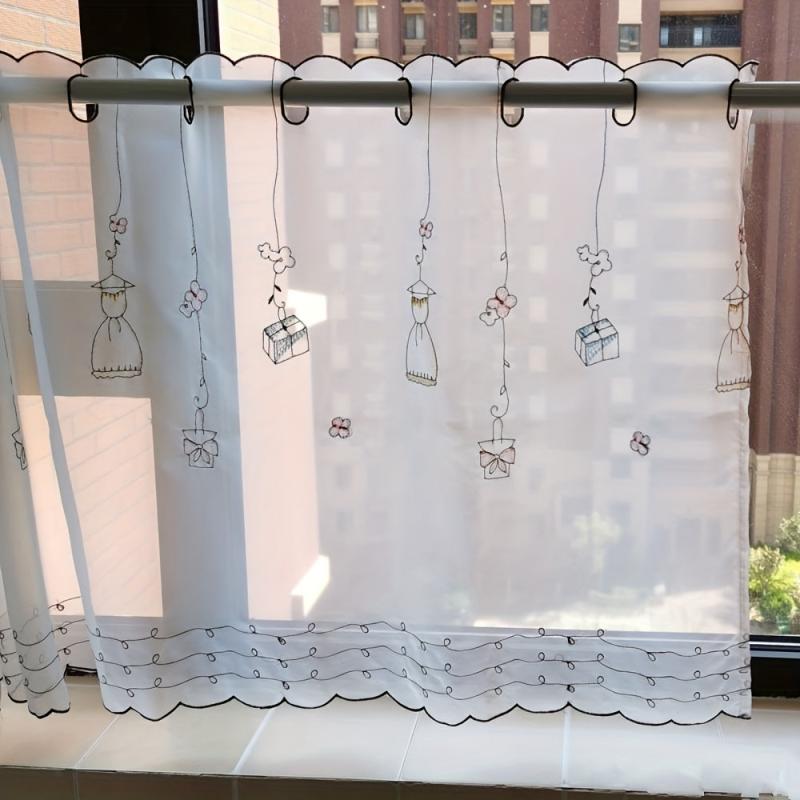1pc Voile Curtains for Kitchen Bedroom and Home Decor Short Valances