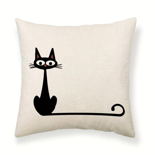 Modern Line Cat Throw Pillow Cover