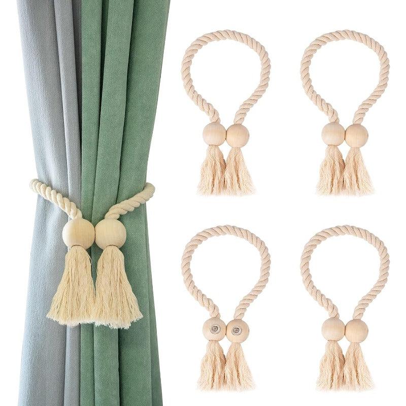8pcs Natural Cotton Curtain Ties Cream Style Curtain Holdback For Bedroom