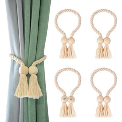 8pcs Natural Cotton Curtain Ties Cream Style Curtain Holdback For Bedroom