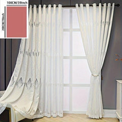 European Retro Lace Curtain Feather Foliage Jacquard Curtain