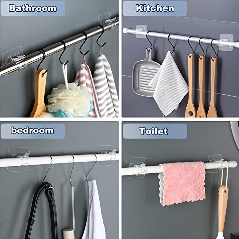8pcs Self Adhesive Curtain Rod Brackets No Drilling Adjustable