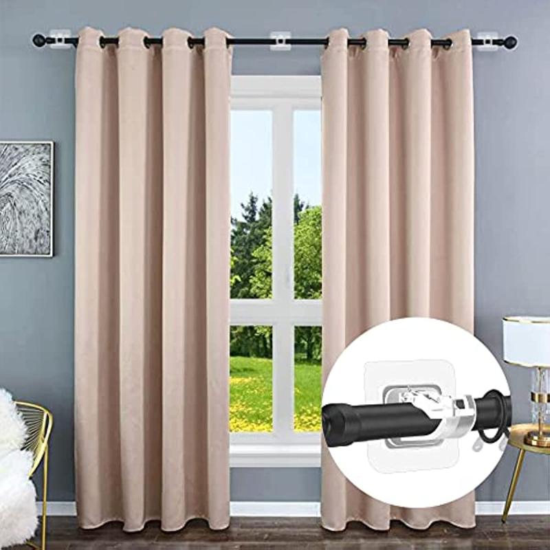 8pcs Self Adhesive Curtain Rod Brackets No Drilling Adjustable