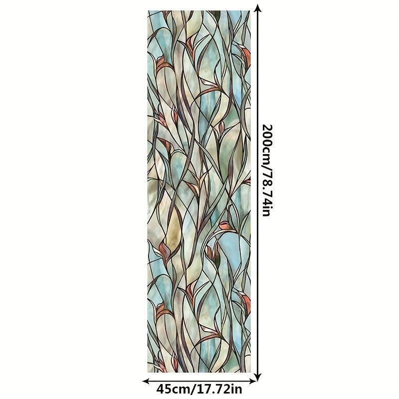 Leaf Printed Decorative Window Film PVC Home Bathroom Window Sticker