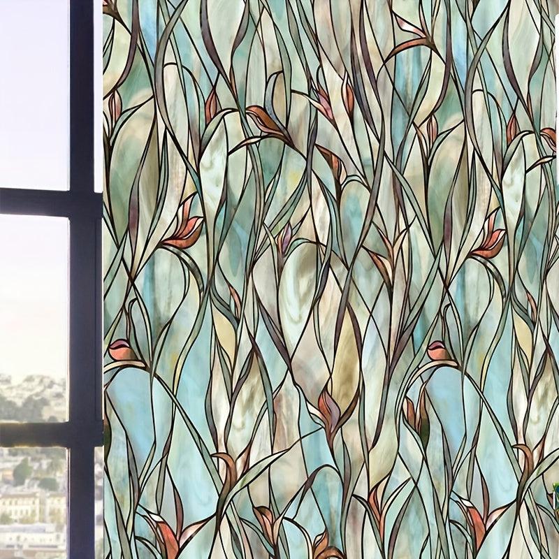 Leaf Printed Decorative Window Film PVC Home Bathroom Window Sticker