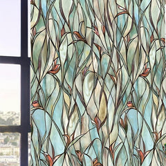 Leaf Printed Decorative Window Film PVC Home Bathroom Window Sticker