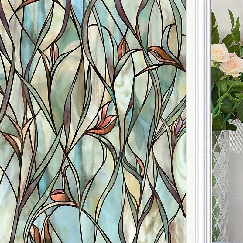 Leaf Printed Decorative Window Film PVC Home Bathroom Window Sticker