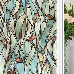 Leaf Printed Decorative Window Film PVC Home Bathroom Window Sticker