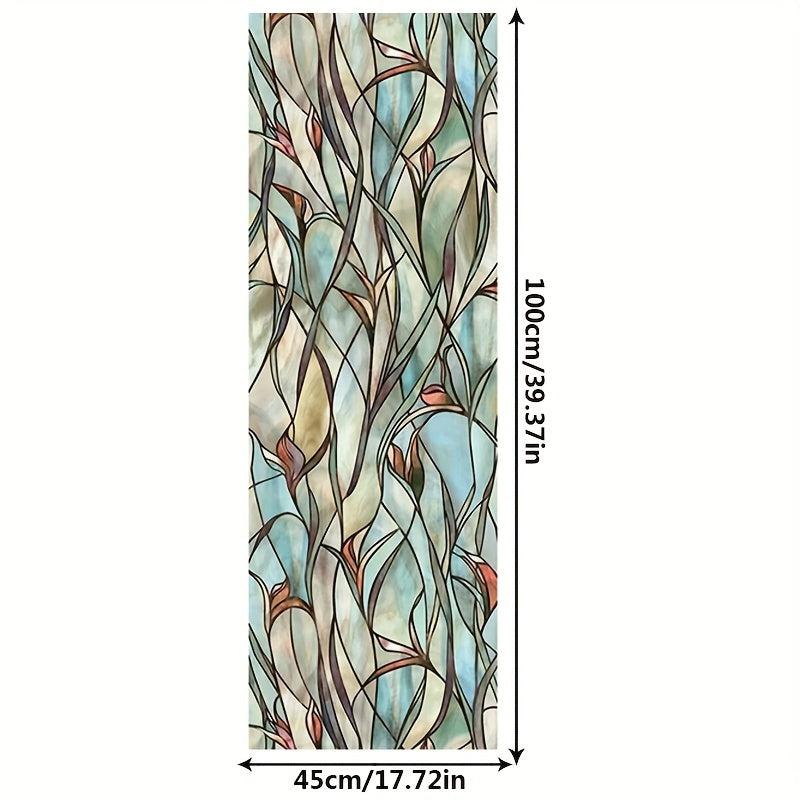 Leaf Printed Decorative Window Film PVC Home Bathroom Window Sticker