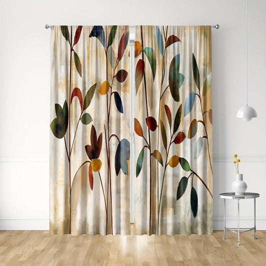 Autumn Leaves Rod Pocket Curtains for Home Decor
