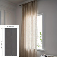 Polyester Linen Plain Kitchen Curtain Semi Shading with Tassel