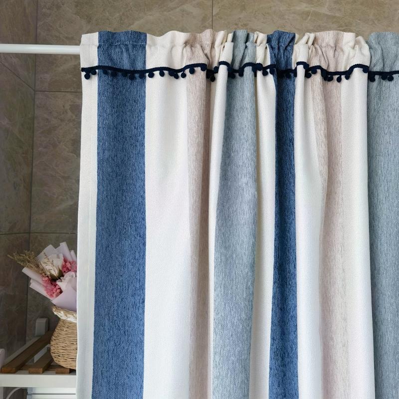 1PC Cafe Blackout Short Curtains Valance Colorful Striped Tassels