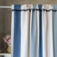 1PC Cafe Blackout Short Curtains Valance Colorful Striped Tassels