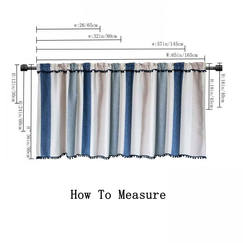 1PC Cafe Blackout Short Curtains Valance Colorful Striped Tassels