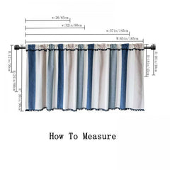 1PC Cafe Blackout Short Curtains Valance Colorful Striped Tassels