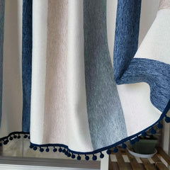 1PC Cafe Blackout Short Curtains Valance Colorful Striped Tassels