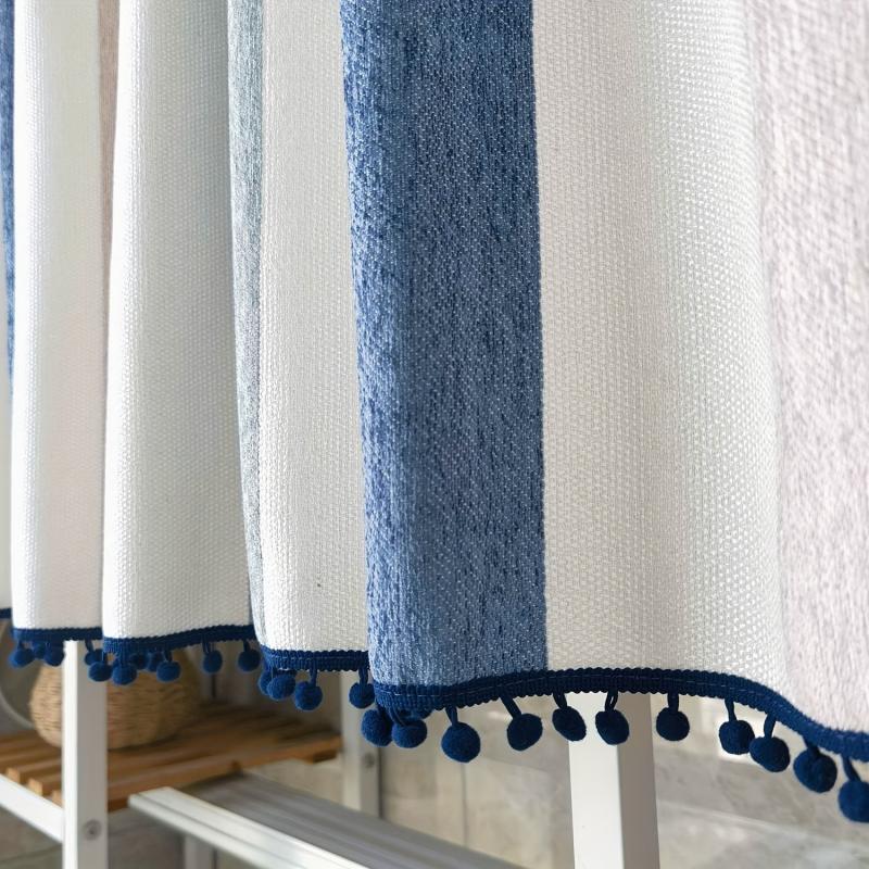 1PC Cafe Blackout Short Curtains Valance Colorful Striped Tassels