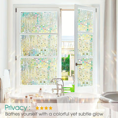 Rainbow Privacy Window Film 3D Stained Glass Block Decorative Home Tinting