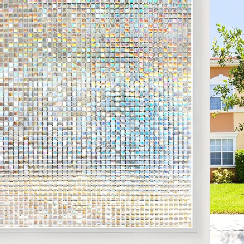 Rainbow Privacy Window Film 3D Stained Glass Block Decorative Home Tinting