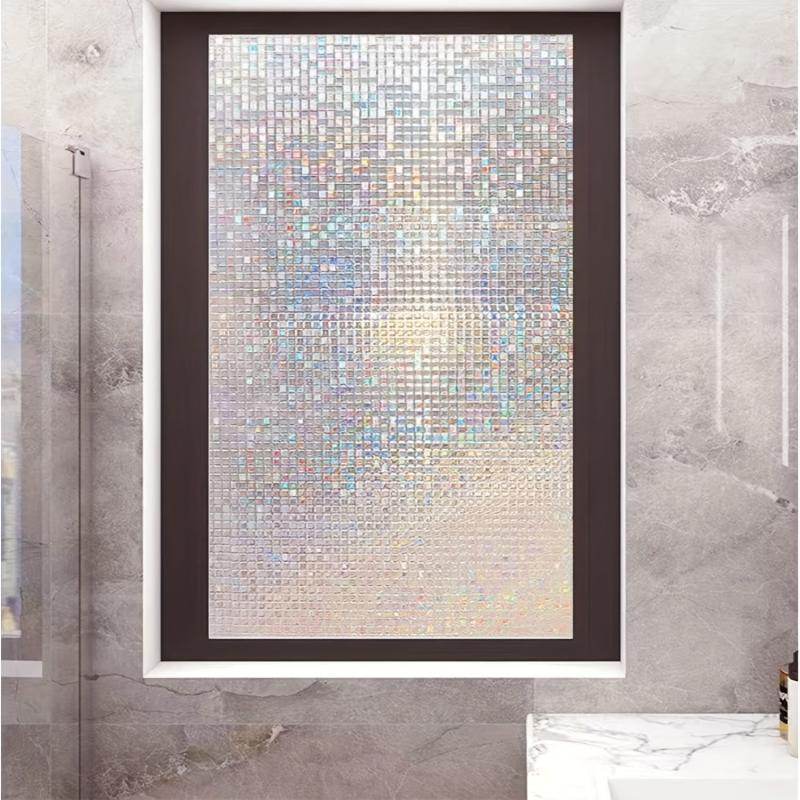 Rainbow Privacy Window Film 3D Stained Glass Block Decorative Home Tinting