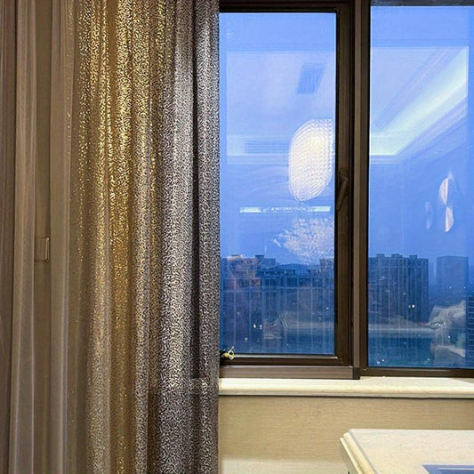 Golden Gradient Sequin Tulle Curtains for Living Room