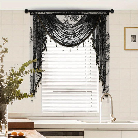 European Style Lace Valance Flower Pattern Curtain
