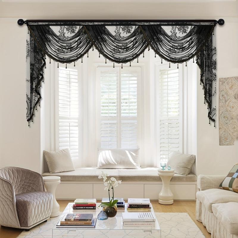 European Style Lace Valance Flower Pattern Curtain