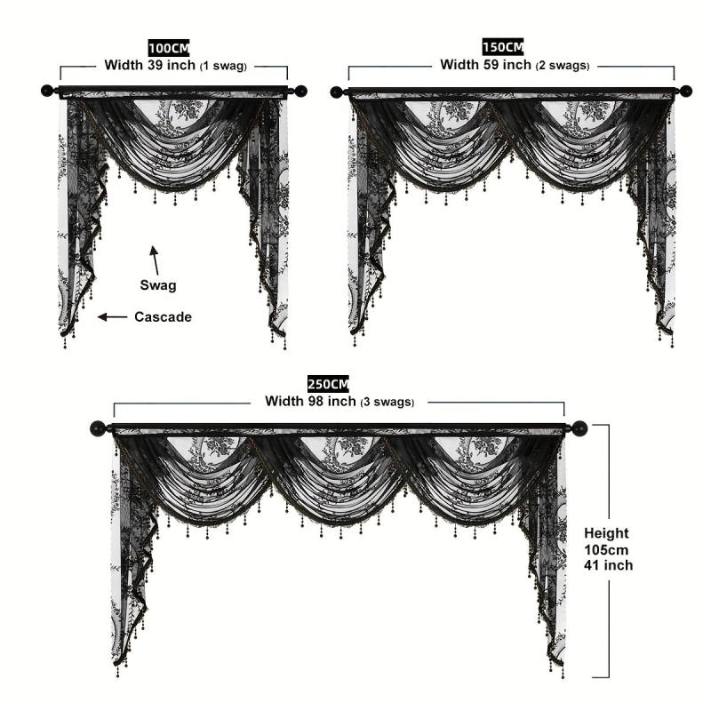 European Style Lace Valance Flower Pattern Curtain