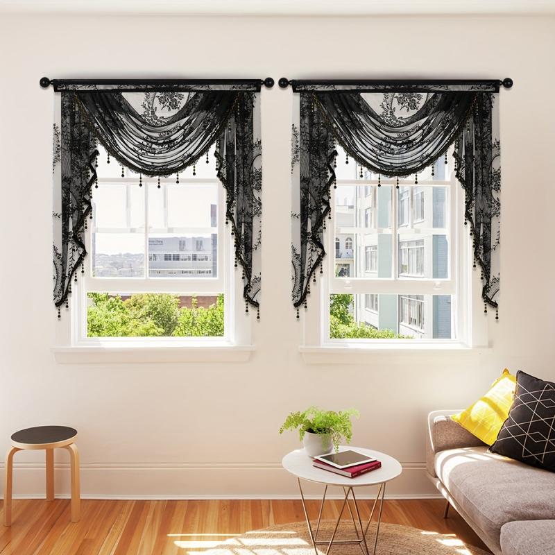 European Style Lace Valance Flower Pattern Curtain