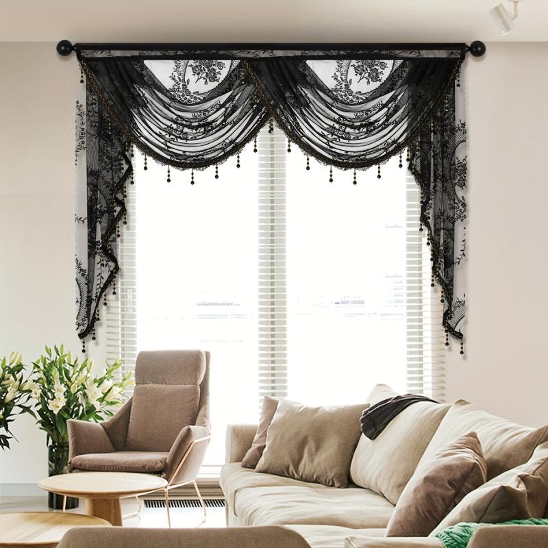 European Style Lace Valance Flower Pattern Curtain